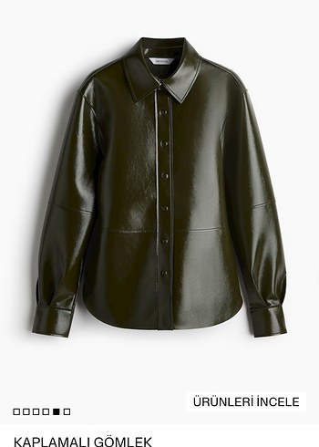 Düğmeli Haki Deri Kadın Ceket - Görsel 5
