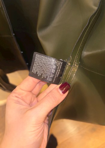 Düğmeli Haki Deri Kadın Ceket - Görsel 10