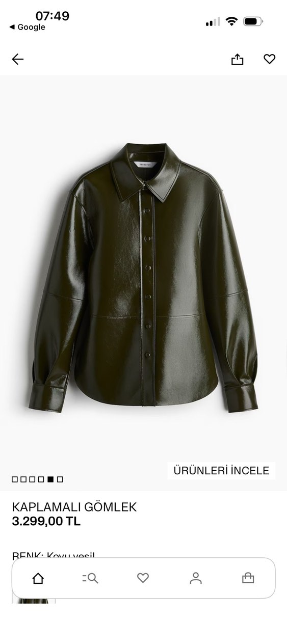 Düğmeli Haki Deri Kadın Ceket - Görsel 5