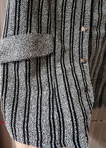 44 Beden gri Renk Düğmeli Gri Zebra Desenli Ceketi