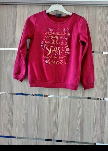 LC Waikiki Bordo Baskılı Kız Sweatshirt Velcro Deta