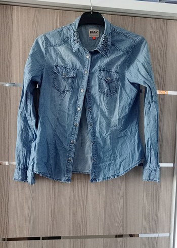 Kadın Mavi Denim Gömlek Uzun Kollu
