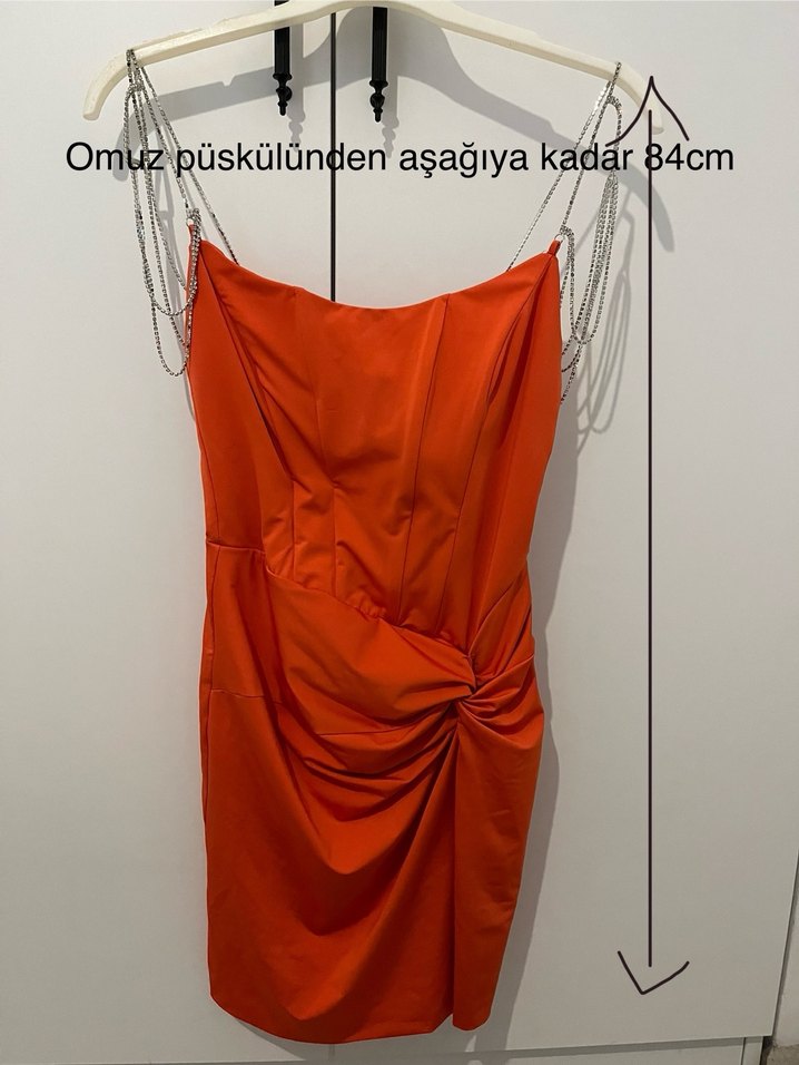 Kırmızı Midi Elbise mezuniyet abiye parti gece - Görsel 2