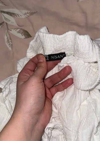 Beyaz Keten Midi Fırfırlı Etek - Görsel 4