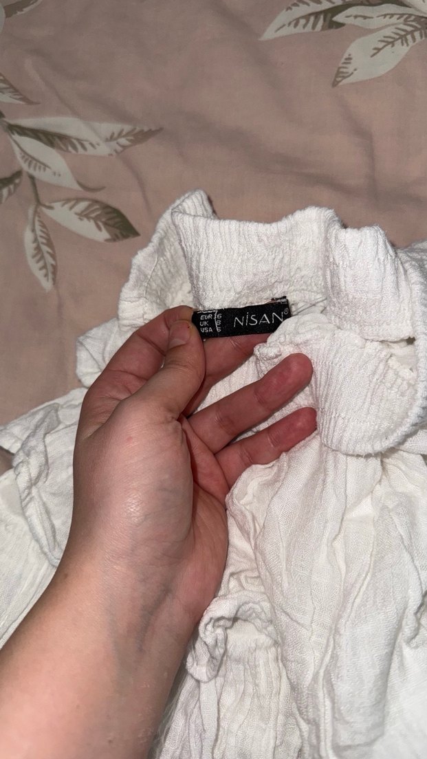 Beyaz Keten Midi Fırfırlı Etek - Görsel 5