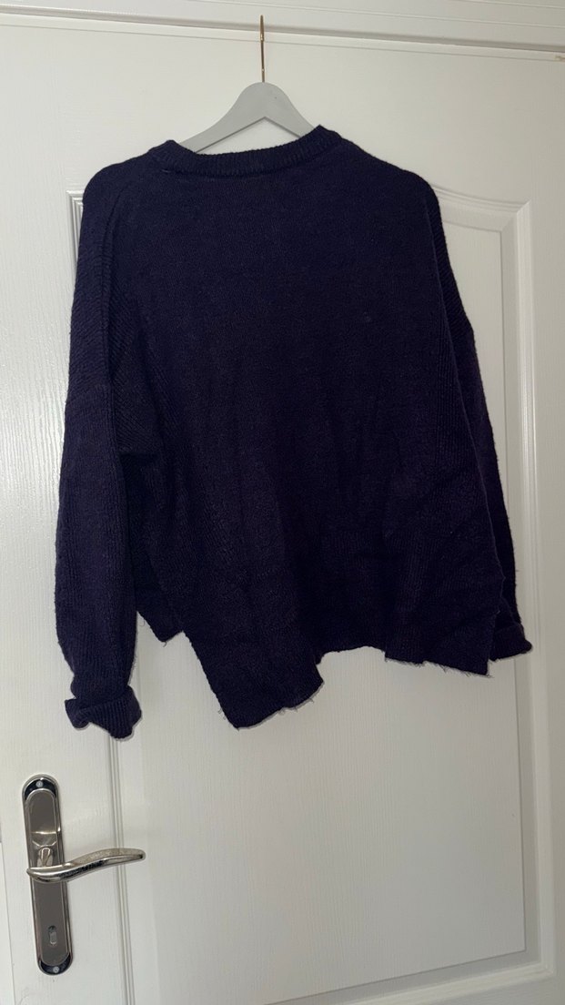 Kadın Mor Triko Yün Kazak - Görsel 2