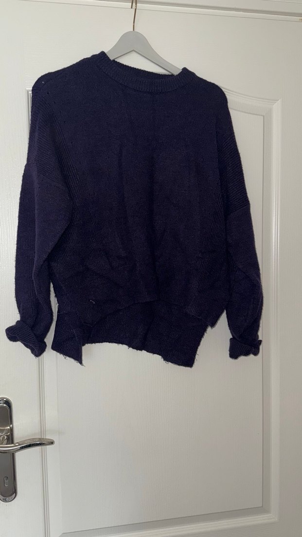 Kadın Mor Triko Yün Kazak - Görsel 3