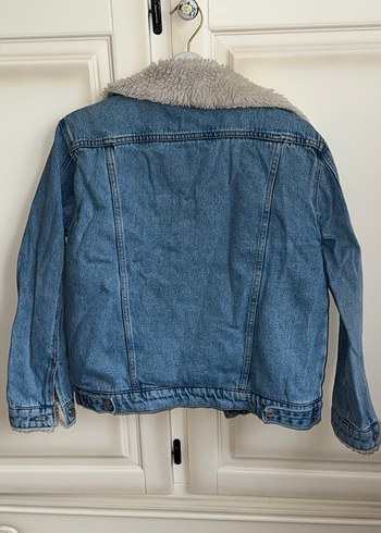 Kadın Mavi Kot Yelek Kürklü Nakışlı - Görsel 4