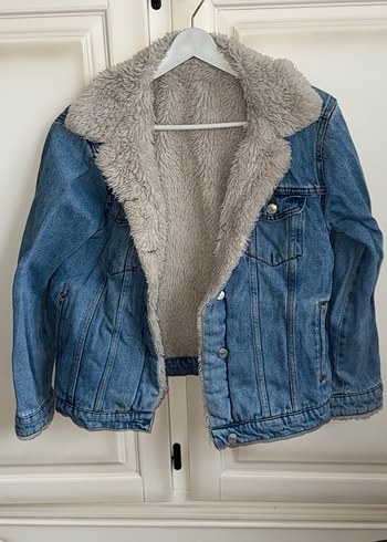 Kadın Mavi Kot Yelek Kürklü Nakışlı - Görsel 5