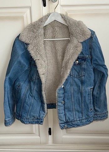 Kadın Mavi Kot Yelek Kürklü Nakışlı - Görsel 3