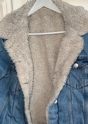 Kadın Mavi Kot Yelek Kürklü Nakışlı - Görsel 2