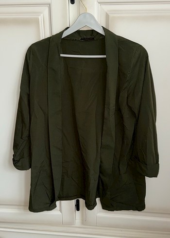 Kadın Haki Keten Midi Ceket - Görsel 2