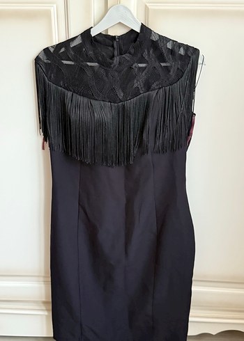 Püsküllü Siyah Uzun Gotik Abiye Elbise - Görsel 2