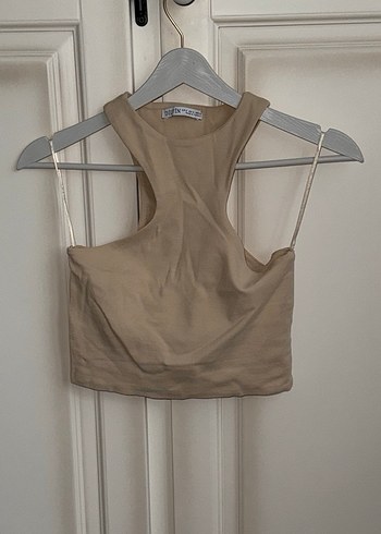 Bej Keten Yüksek Yakalı Kadın Atlet - Görsel 3