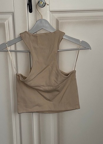 Bej Keten Yüksek Yakalı Kadın Atlet - Görsel 4