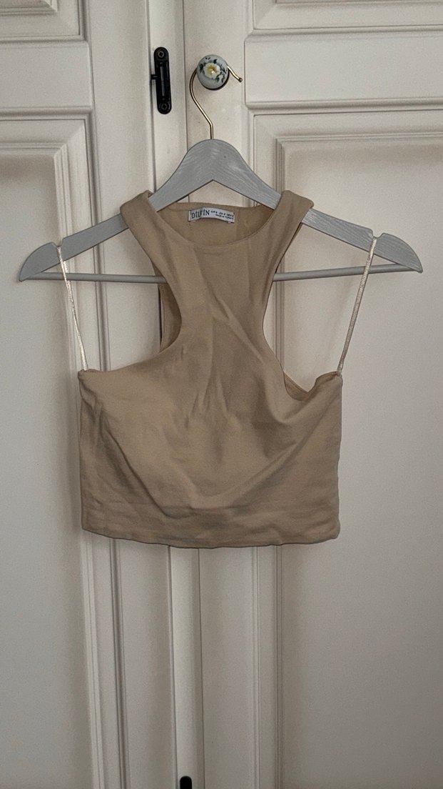 Bej Keten Yüksek Yakalı Kadın Atlet - Görsel 3