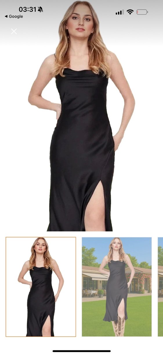 Kadın Siyah Saten Elbise - Görsel 3