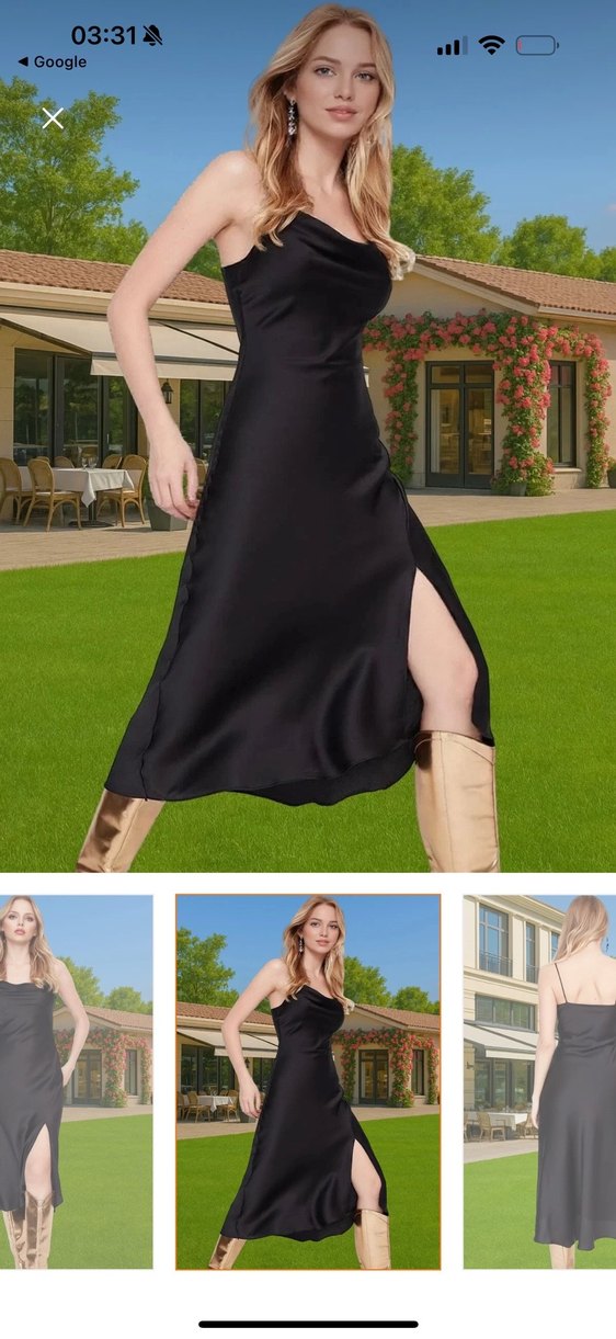 Kadın Siyah Saten Elbise - Görsel 4