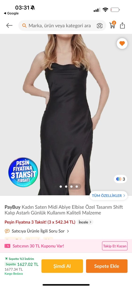 Kadın Siyah Saten Elbise - Görsel 5