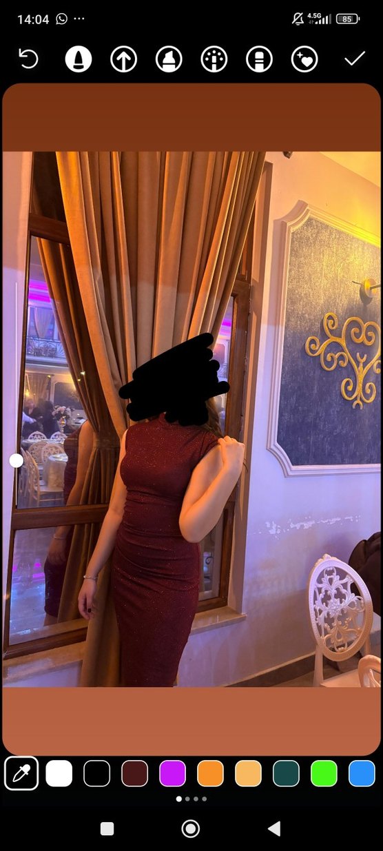 Bordo Parlak Drapeli Uzun Kadın Elbise Abiye - Görsel 3