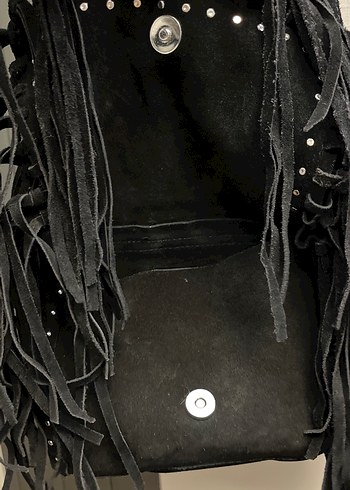Siyah Püsküllü Süet Bohem Çanta - Görsel 3