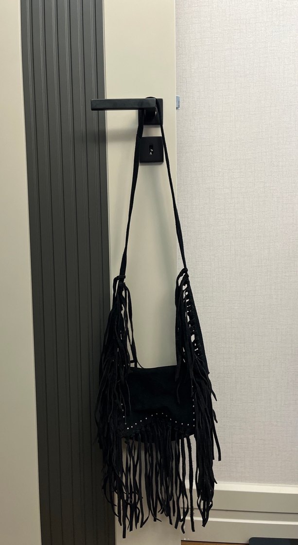 Siyah Püsküllü Süet Bohem Çanta - Görsel 2