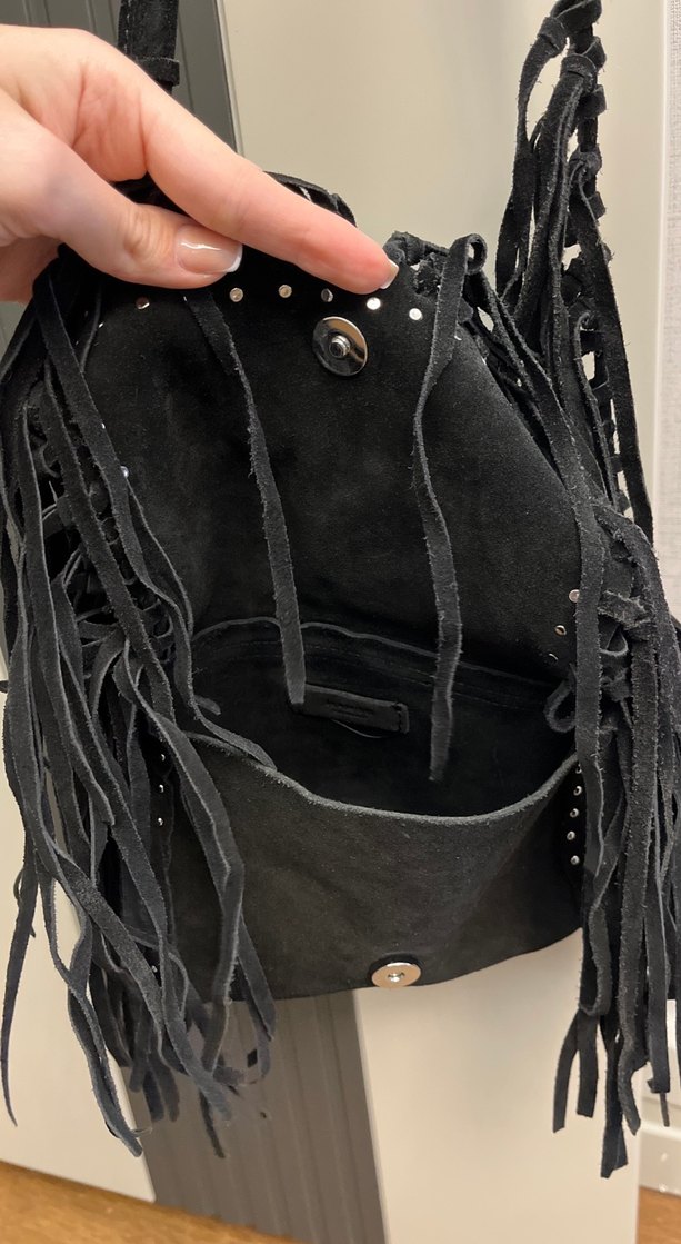 Siyah Püsküllü Süet Bohem Çanta - Görsel 4