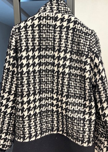 Desenli Midi Kadın Siyah Ceket - Görsel 4