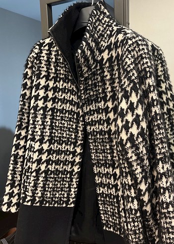 Desenli Midi Kadın Siyah Ceket - Görsel 3