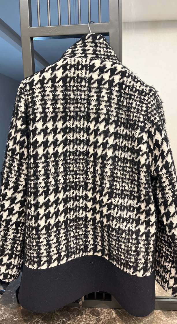 Desenli Midi Kadın Siyah Ceket - Görsel 4