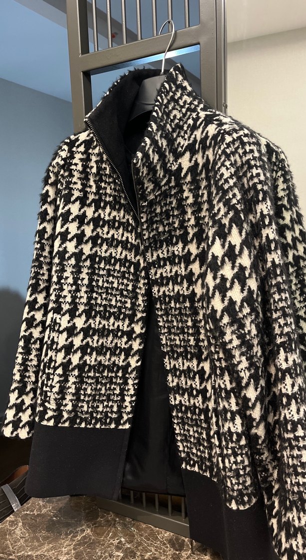 Desenli Midi Kadın Siyah Ceket - Görsel 3