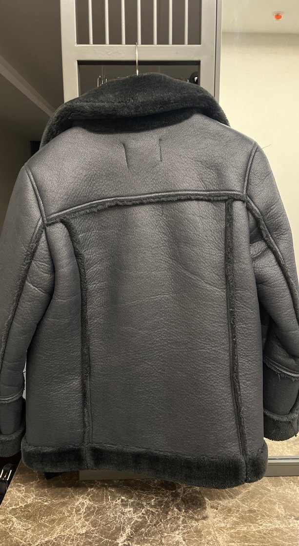 Siyah Kürklü Deri Biker Ceket - Görsel 4