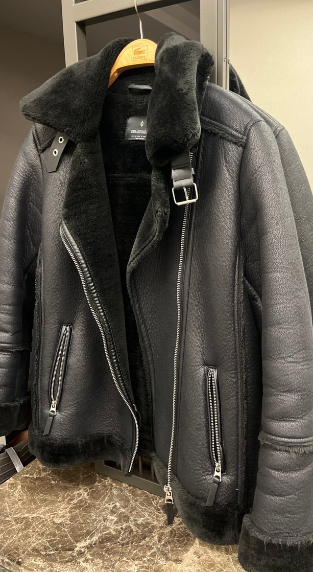 Siyah Kürklü Deri Biker Ceket - Görsel 3