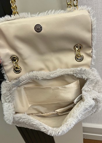 Gri Peluş Kadın Omuz Çantası - Görsel 3