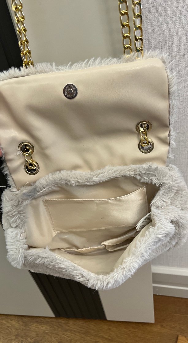 Gri Peluş Kadın Omuz Çantası - Görsel 3