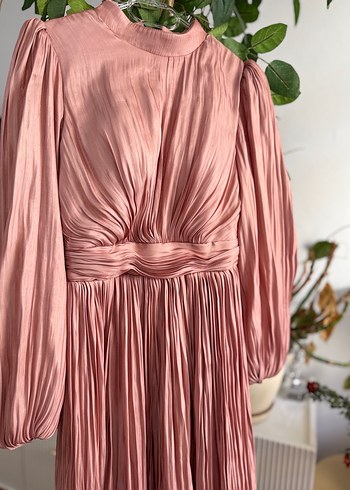 Pudra Pileli Uzun Abiye Elbise - Görsel 2