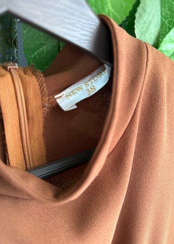 Drapeli Kahverengi Uzun Elbise - Görsel 4