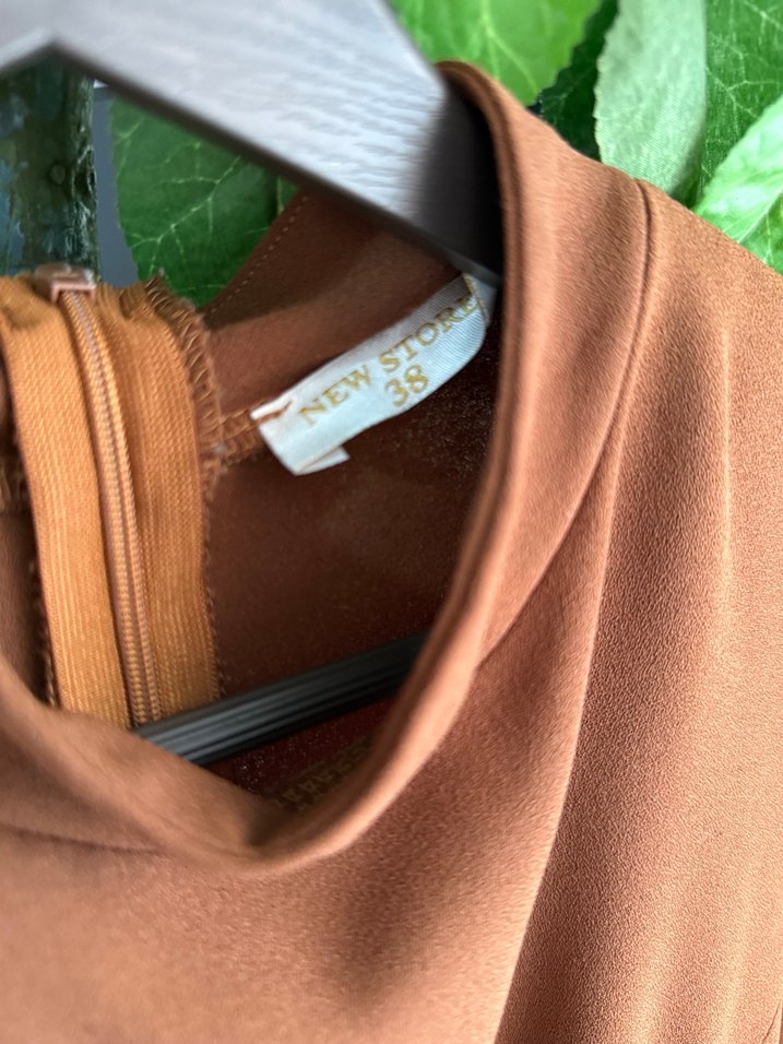 Drapeli Kahverengi Uzun Elbise - Görsel 4