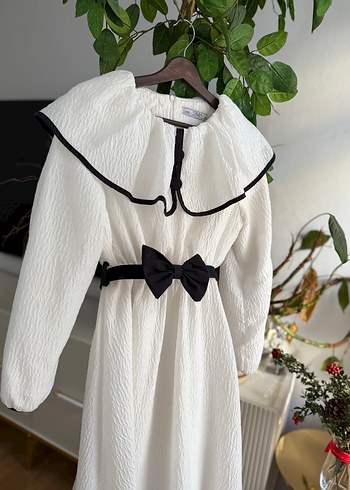 Fırfırlı Pamuklu Beyaz elbise - Görsel 3