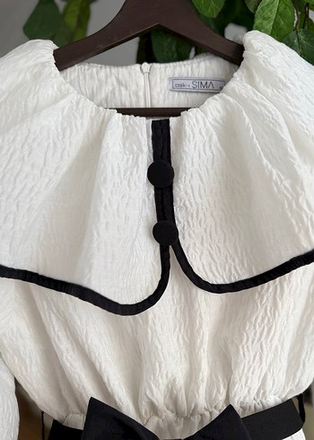 Fırfırlı Pamuklu Beyaz elbise - Görsel 4