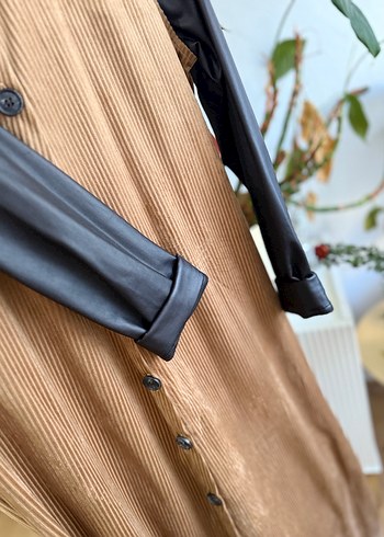 Düğmeli Kahverengi Uzun ceket elbise - Görsel 4