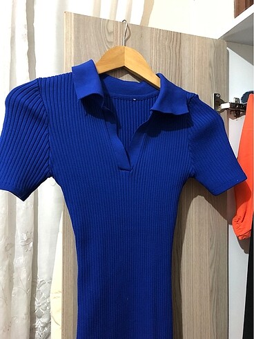 polo yaka midi boy elbise