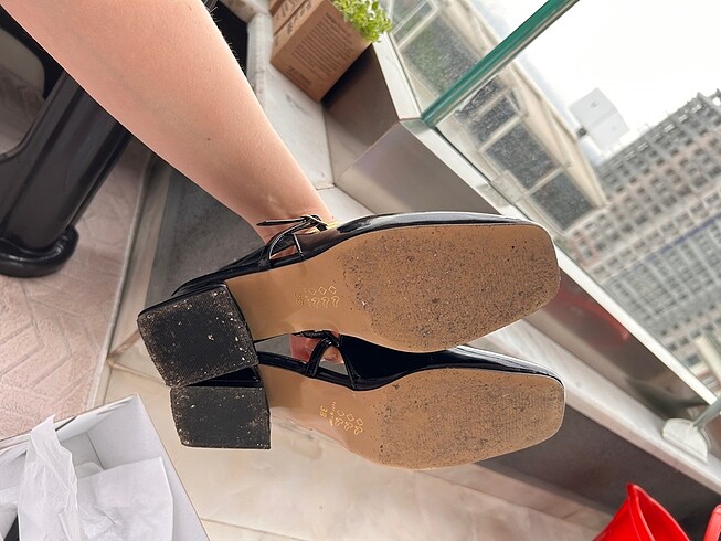 Rugan Siyah Kare Topuk Ayakkabı Kara burun 38 - Görsel 6