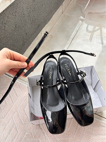 Rugan Siyah Kare Topuk Ayakkabı Kara burun 38 - Görsel 5