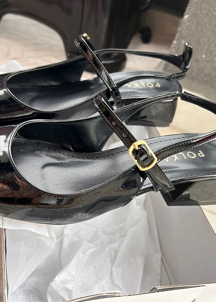 Rugan Siyah Kare Topuk Ayakkabı Kara burun 38 - Görsel 3