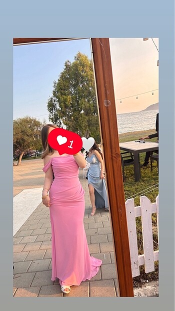 Düğün Nişan Kına Söz Abiye Elbise Şifon Pembe 40 beden