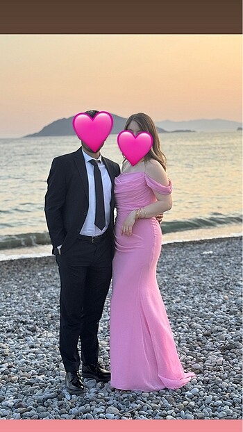 40 Beden Düğün Nişan Kına Söz Abiye Elbise Şifon Pembe 40 beden