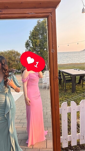 Diğer Düğün Nişan Kına Söz Abiye Elbise Şifon Pembe 40 beden