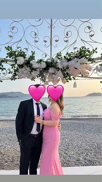 40 Beden pembe Renk Düğün Nişan Kına Söz Abiye Elbise Şifon Pembe 40 beden