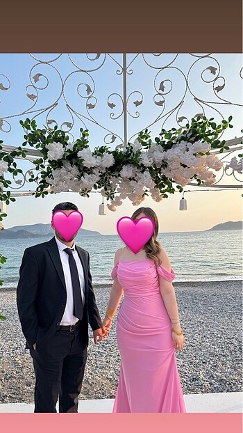 Düğün Nişan Kına Söz Abiye Elbise Şifon Pembe 40 beden - Görsel 5